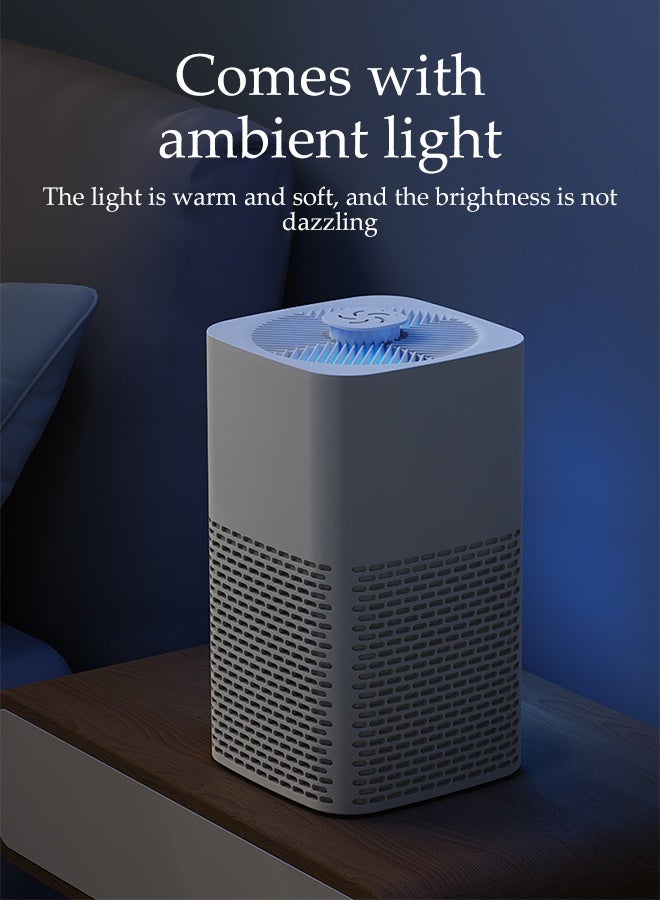 DUNISO Air Purifier for Home Nanocompositeactivated Carbon Air Filter Cleaner with Night Light Comprehensive Surround Purification Small Air Filters Out Cigarette Pollen Dust Purifier for Bedroom Living Room Kitchen - Image 5