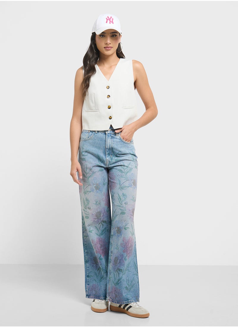 ONLY - Floral Wide Leg Jeans - Image 1