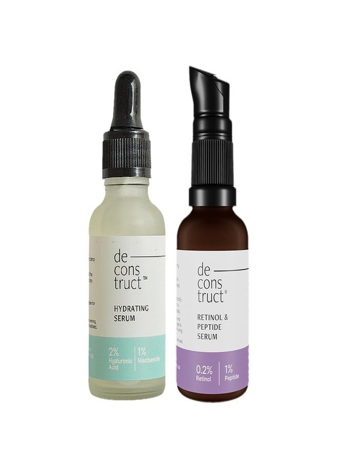 Deconstruct Anti Aging & Collagen Building Combo | 0.2% Retinol & 1% Peptide and 2% Hyaluronic Acid & 1% Niacinamide | For All Skin Types | 30ml each | Pack of 2 - Image 1