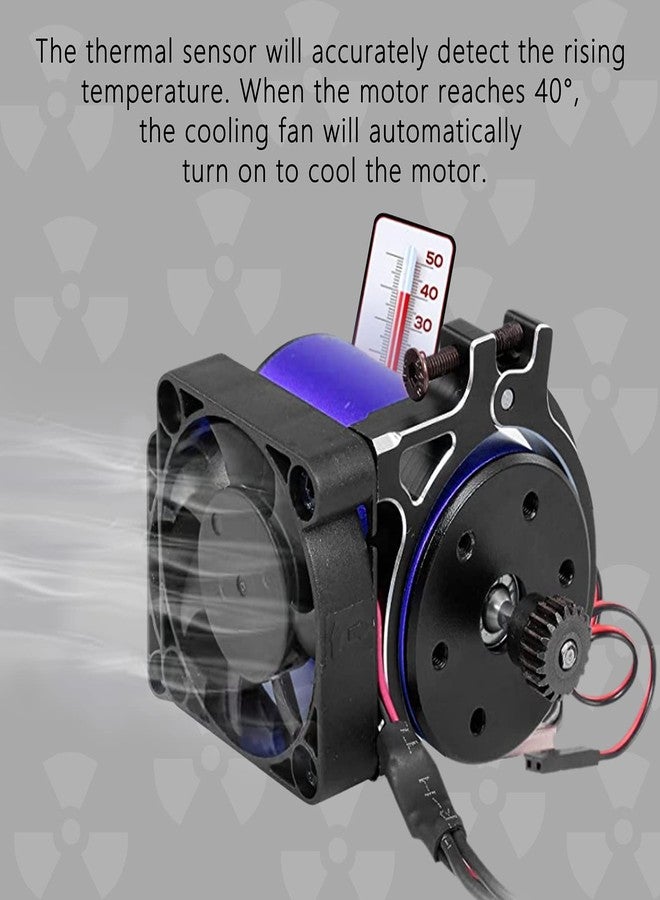 Rchobbytop RC Motor Cooling Fan with Thermal Sensor Aluminum Clamp, 4268/4274 /1512/1515 / K80 / K82 Motors (42mm) Heatsink for E-REVO Summit UDR TRX-4 SCX10 1/8 1/10 Buggy Truck Crawler - Image 4