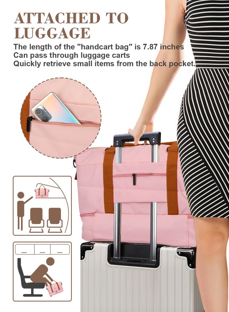 URbazaar Travel Duffle Bag, Waterproof Weekender Bag Carry On Tote Bags for Women, Travel Essentials Sport Gym Bag for Men, Overnight Bag Luggage Bag with Trolley Sleeve - Image 5