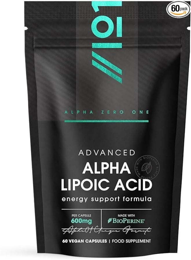 ALPHA01 Alpha Lipoic Acid 600 mg – Supports Antioxidant Defense, Energy & Metabolism, Made in UK, 60 Capsules - Image 1