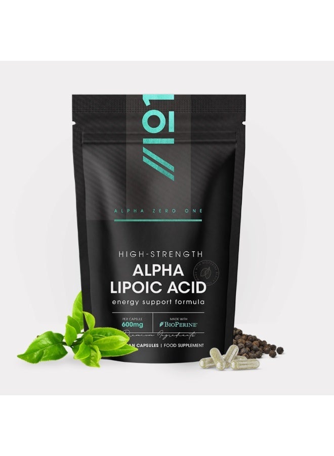 ALPHA01 Alpha Lipoic Acid 600 mg – Supports Antioxidant Defense, Energy & Metabolism, Made in UK, 60 Capsules - Image 2