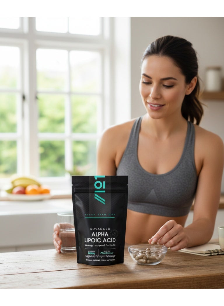 ALPHA01 Alpha Lipoic Acid 600 mg – Supports Antioxidant Defense, Energy & Metabolism, Made in UK, 60 Capsules - Image 3