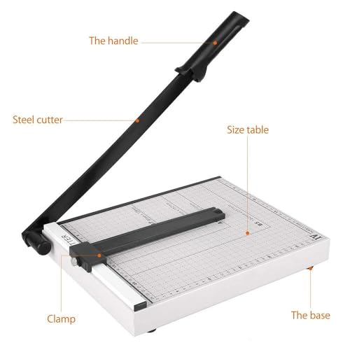 EDMBG A4 Guillotine Paper Cutter with Metal Base, (12" x 10" inch top), Paper Trimmer with Multi Sheet Capacity, Heavy Duty Blade for Photo Craft Cardstock, Large Paper Cutter for Home or Office - Image 3