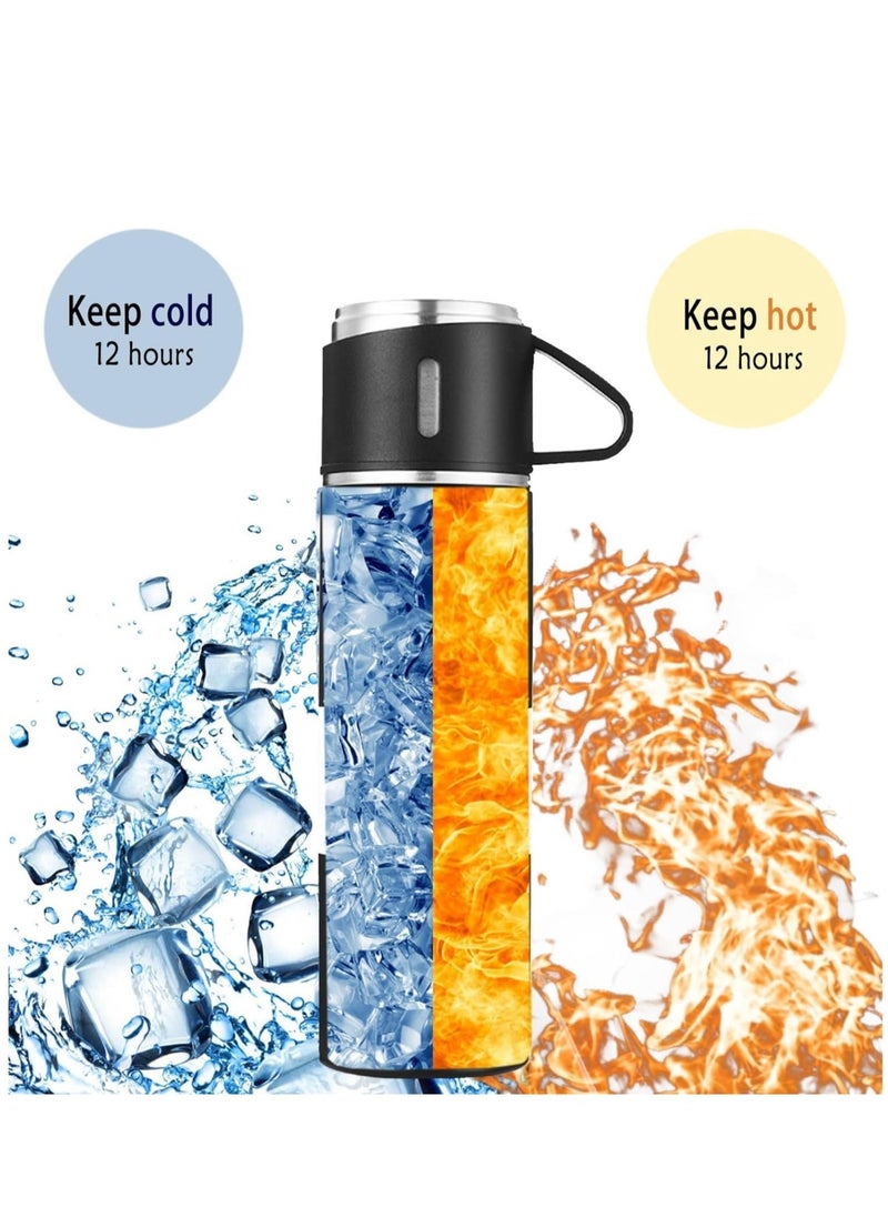Black Stainless Steel Thermos Flask Set: Vacuum Insulated Bottles for Hot  Cold Drinks, Premium Gift Box Presentation - Image 2