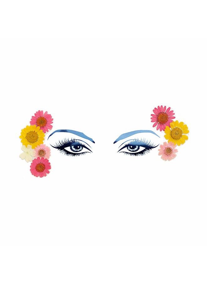 Neva Nude Indio Empress Yellow Pink Summer Spring Real Dried Pressed Flower FaceStix Face Stickers Ready To Wear, Pink/Yellow/White, One size - Image 1