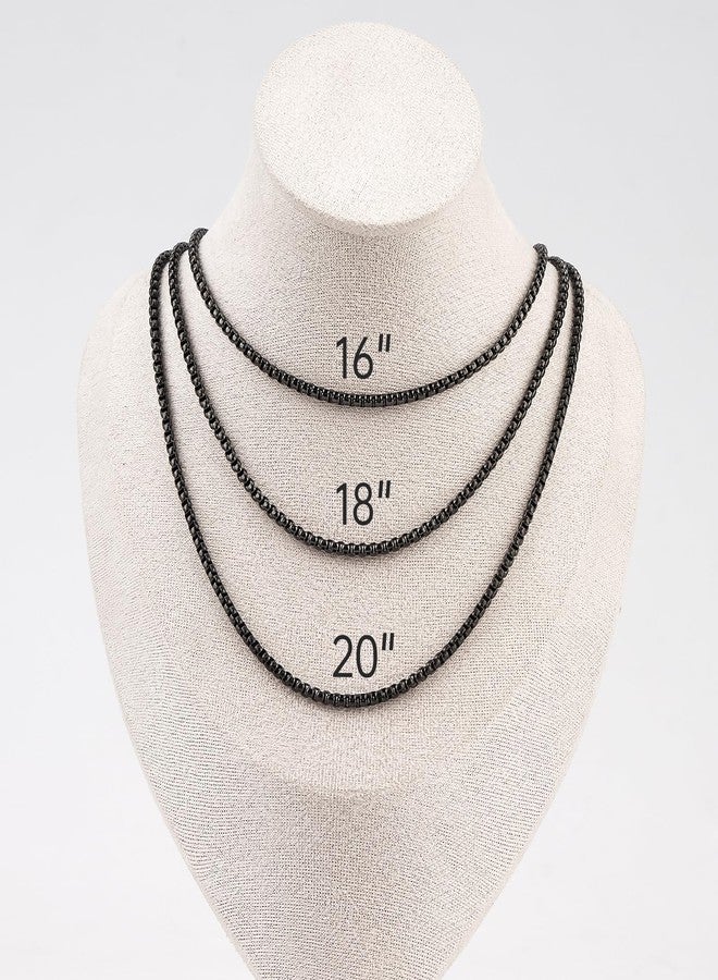 YOUBEIYEE 10 Pack Black Chain Necklace for Jewelry Making Stainless Steel Square Rolo Chains Bulk Men and Women Necklaces Set (16inch) - Image 5