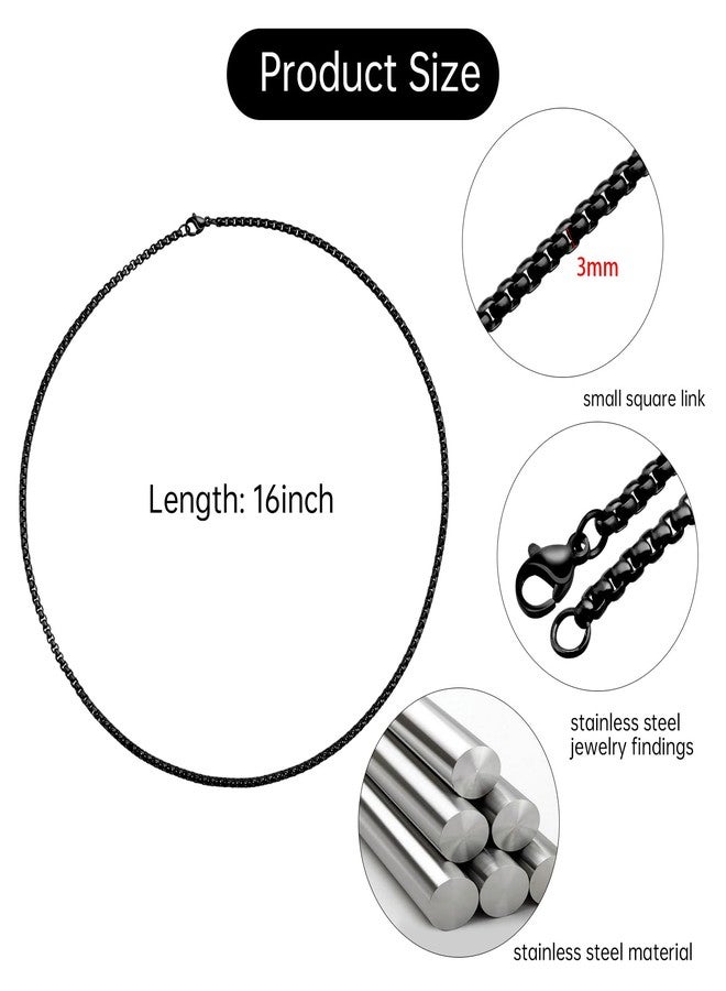 YOUBEIYEE 10 Pack Black Chain Necklace for Jewelry Making Stainless Steel Square Rolo Chains Bulk Men and Women Necklaces Set (16inch) - Image 2