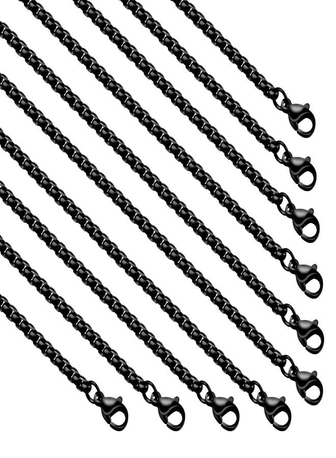 YOUBEIYEE 10 Pack Black Chain Necklace for Jewelry Making Stainless Steel Square Rolo Chains Bulk Men and Women Necklaces Set (16inch) - Image 1