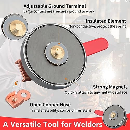 MUTUACTOR 500 AMP Magnetic Welding Ground Clamp, Φ3.34” Strong Gripping Quick Release Magnetic Mount Welding Support Clamp Tools for Welding Cutting Factories Industries Work and Instrument Processing - Image 2