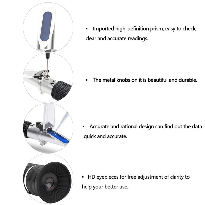 Pssopp Beer Refractometer with Imported Prism, Metal Knobs Accurate Design Clear and Easy Readings Brix Meter for Beer, Vegetables, Fruits - Image 4