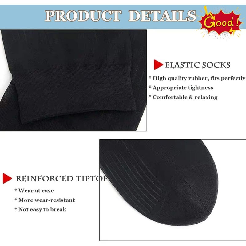 Uaussi 10 Pairs Mens Ultra Thin Dress Socks Silk Sheer Business Socks Soft Nylon Work Trouser Sox Mid Calf - Image 3