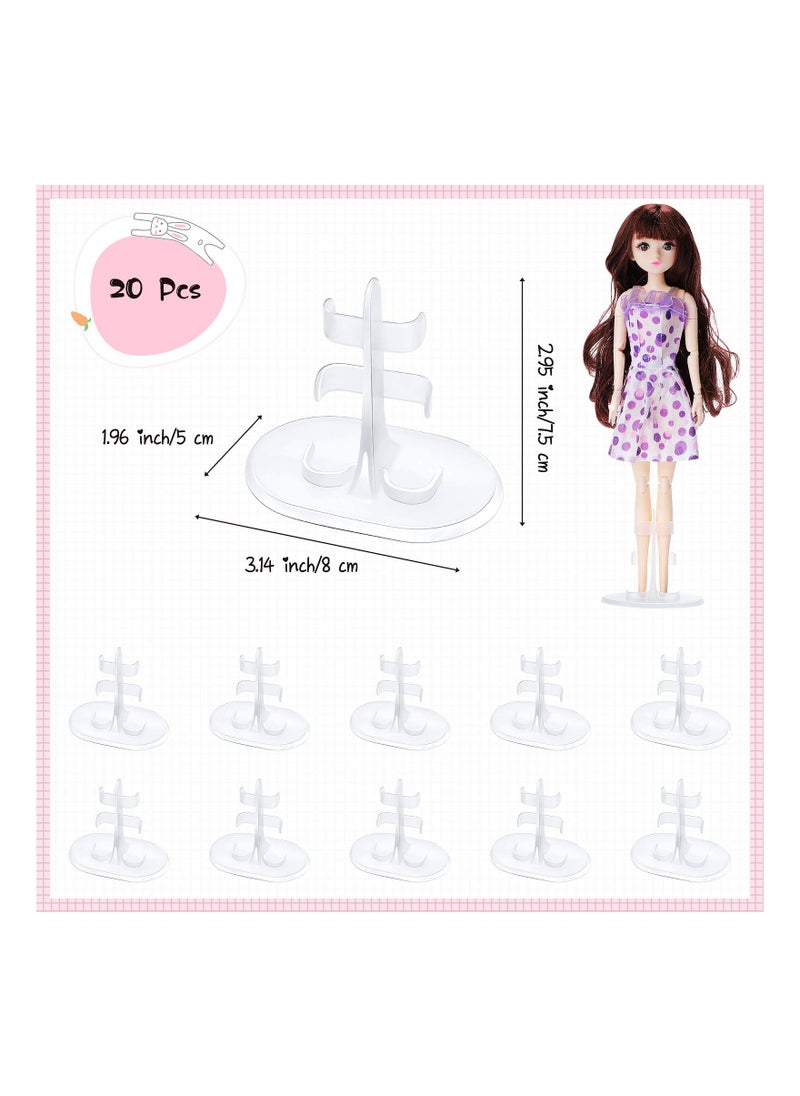 SYOSI Doll Stand Support, 20 Pieces Transparent Plastic Mini Doll Stand Display Holder Action Figures Accessories for 11.5 Inch Dolls Transparent Stand Support for Dolls Mini Display Holder  - Image 3