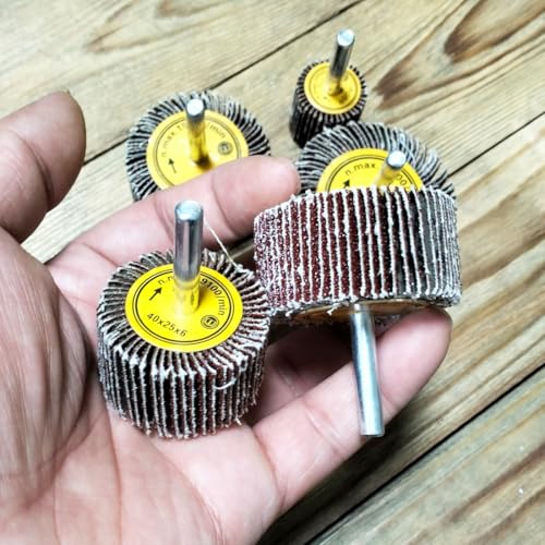 JUNLIXN 10 Pcs Abrasive Flap Wheels Sander, 1/4'' Shank Flap Wheel for Drill, Grinder, Rotary Tools (25/30/40/50/60mm) - Image 4