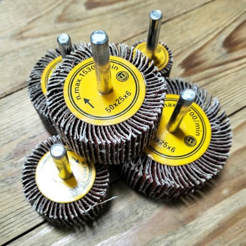JUNLIXN 10 Pcs Abrasive Flap Wheels Sander, 1/4'' Shank Flap Wheel for Drill, Grinder, Rotary Tools (25/30/40/50/60mm) - Image 3