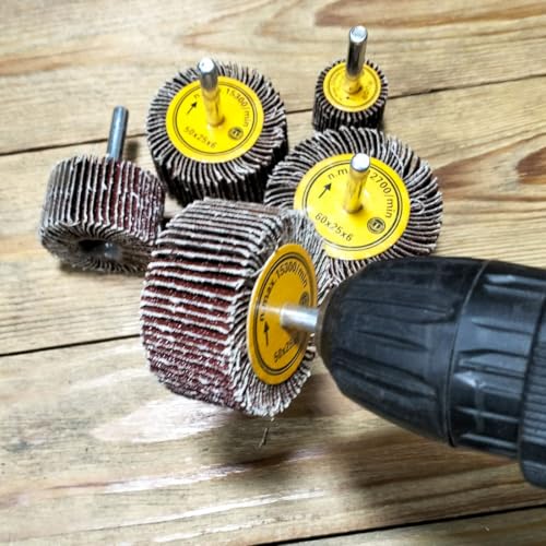 JUNLIXN 10 Pcs Abrasive Flap Wheels Sander, 1/4'' Shank Flap Wheel for Drill, Grinder, Rotary Tools (25/30/40/50/60mm) - Image 5