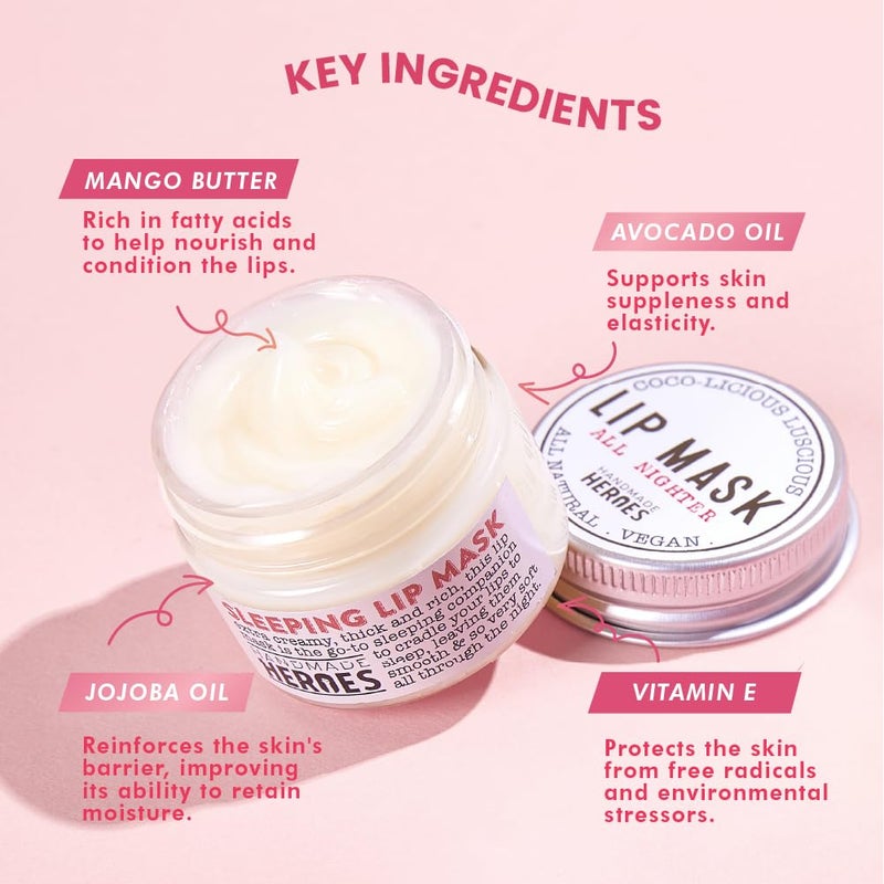 Handmade Heroes 100% Natural Tinted Lip Butter Sleeping Lip Mask Clean Petroleum Free Lip Moisturizer and Conditioner for Dry Lips Intensive Lip Balm and Lip Therapy Skin Care with Mango butter (Light Pink) - Image 4
