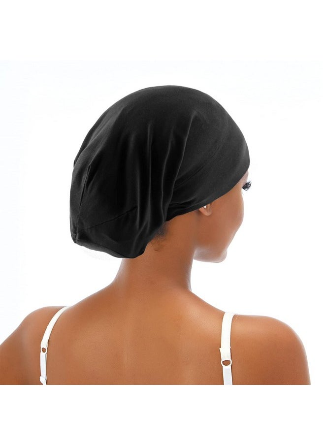 sent hair Satin Lined Bonnet For Women Hair Cover Bonnet Adjustable Slouchy Beanie For Night Sleeping Slap Cap For Long Curly Hairbraidsdreadlocks(Black)  - Image 4