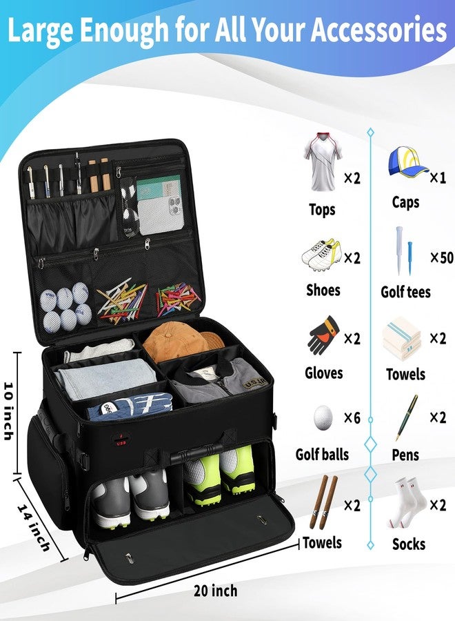 Mogplof Extra Large 2 Layer Golf Trunk Organizer, Golf Gifts for Men Golfers, 20"x 14"x 10" Water-resistant Car Durable Golf Organizer for 2 Pair Shoes, Balls, Tees, Clothes, Gloves, Accessories - Image 4