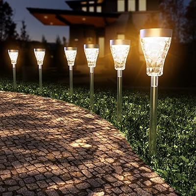 JACKYLED JACKYLED 8 Pack Solar Pathway Lights with Ripple Effect, 3 Modes, Solar Walkway Lights Outdoor Waterproof Garden  - Image 1