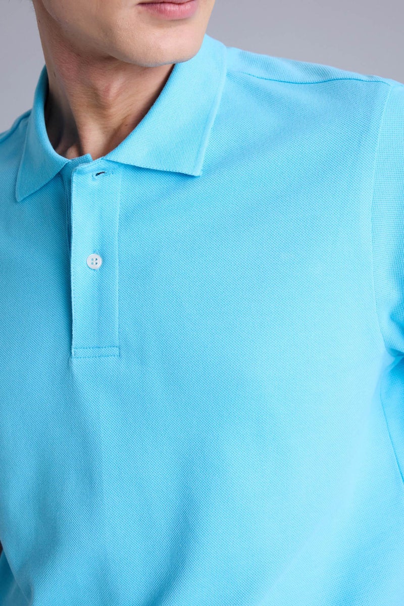 DeFacto Blue Man 100% Cotton Polo T-Shirt Casual - Image 5