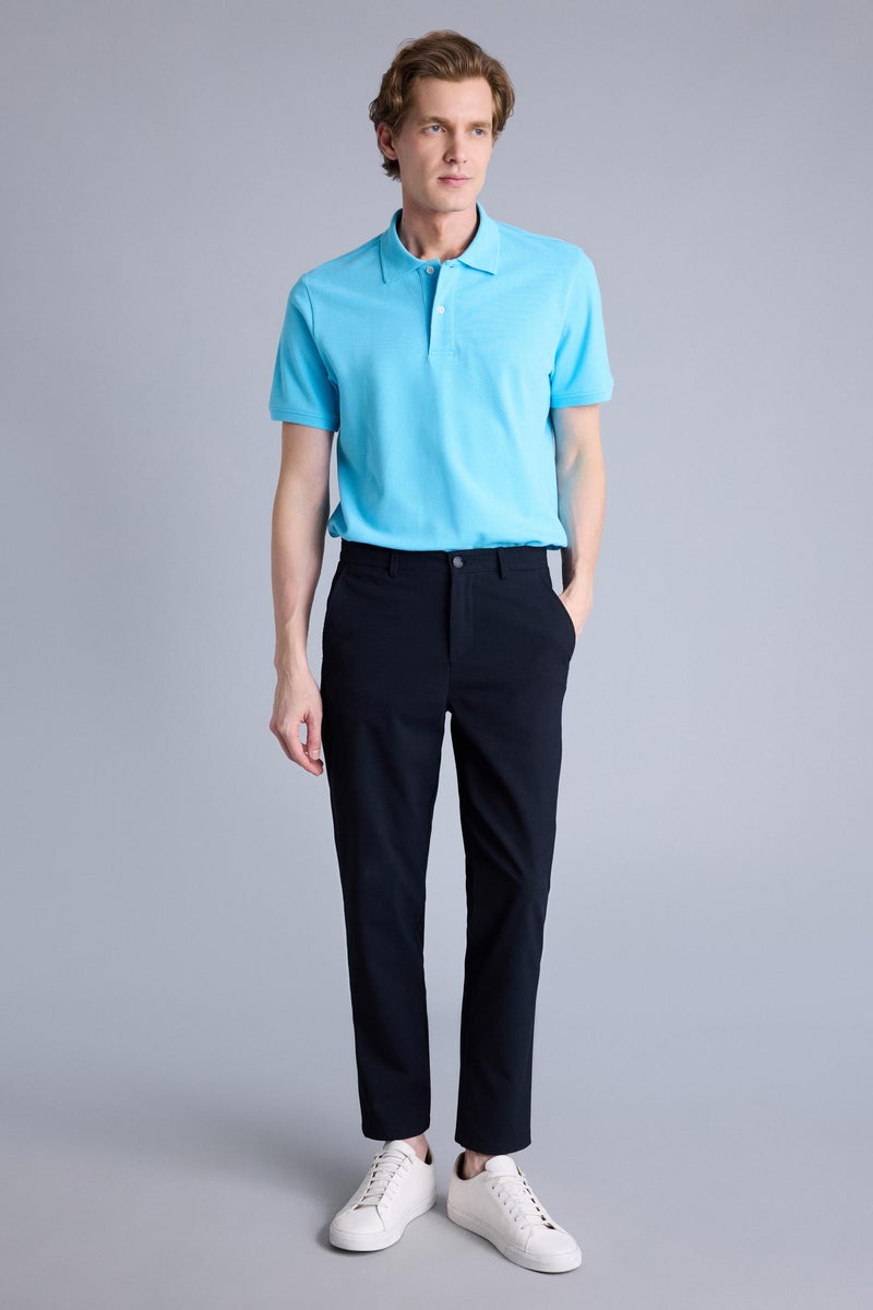 DeFacto Blue Man 100% Cotton Polo T-Shirt Casual - Image 2