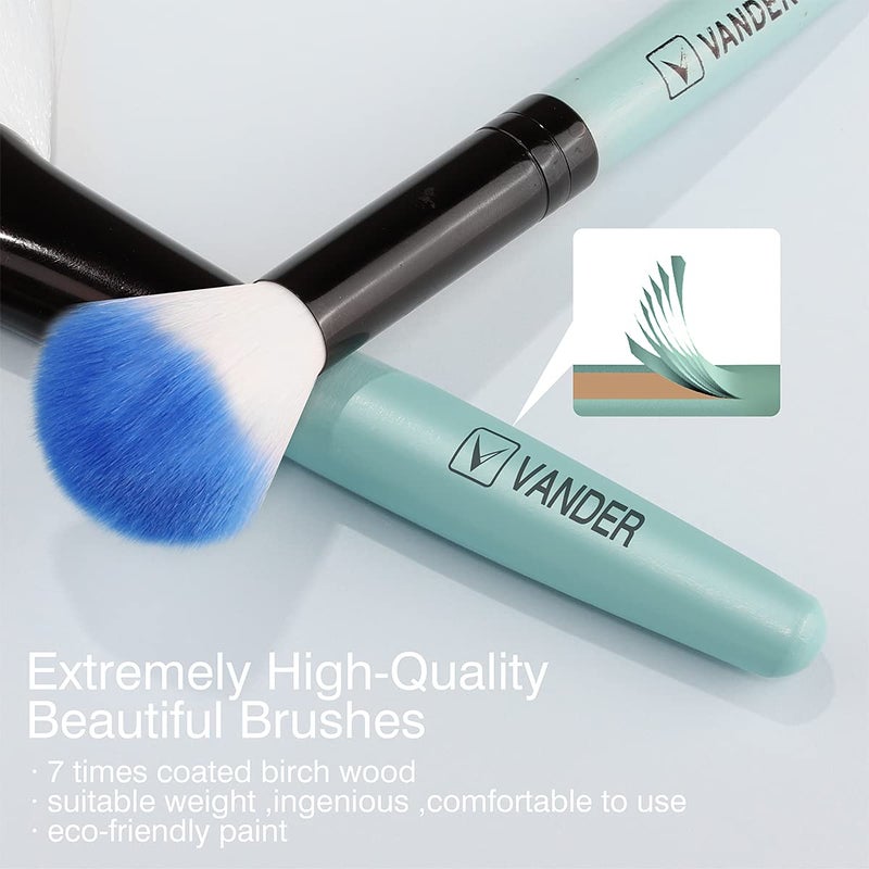 VANDER Make up Brushes, Professional 32pcs Makeup Brush Set, Makeup Brushes Set Foundation Blending Cosmetic Brush Set Kit,Blue - Image 5