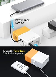 HONTON Portable LED Projector | 400 Lumens, QVGA Resolution – Compact White/Yellow Design  - Image 2