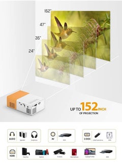 HONTON Portable LED Projector | 400 Lumens, QVGA Resolution – Compact White/Yellow Design  - Image 4