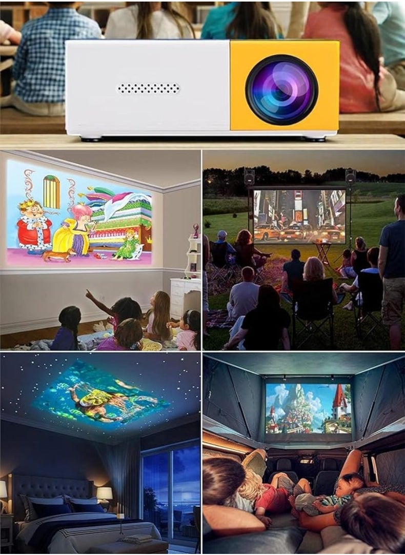 HONTON - Portable LED Projector | 400 Lumens, QVGA Resolution – Compact White/Yellow Design - Image 1