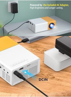 HONTON Portable LED Projector | 400 Lumens, QVGA Resolution – Compact White/Yellow Design  - Image 3