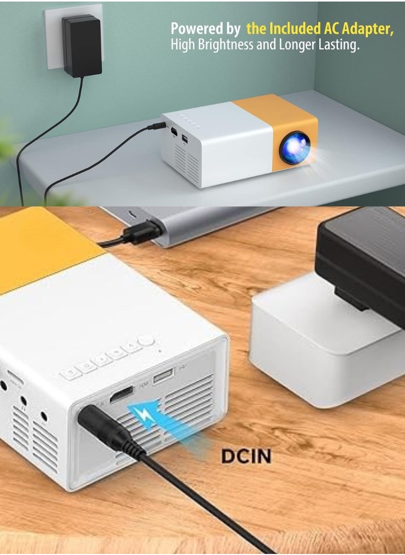 HONTON - Portable LED Projector | 400 Lumens, QVGA Resolution – Compact White/Yellow Design - Image 1
