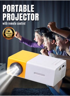 HONTON Portable LED Projector | 400 Lumens, QVGA Resolution – Compact White/Yellow Design  - Image 1