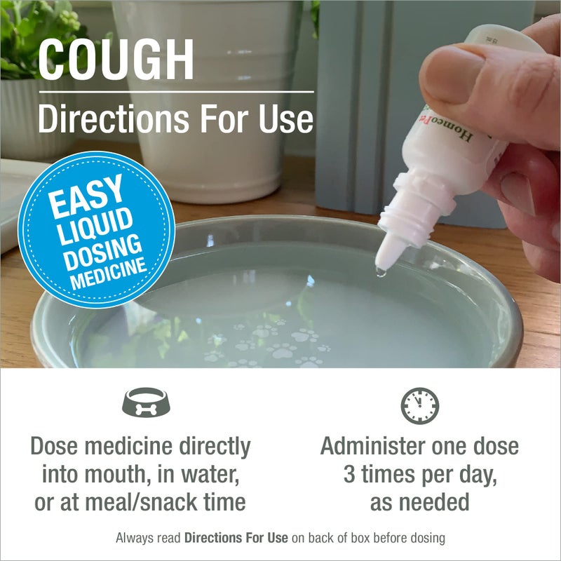 HomeoPet Cough, Gentle Natural Cough Medicine for Dogs, Cats, and Small Pets, Cat and Dog Cough Medicine, 15 Milliliters - Image 2