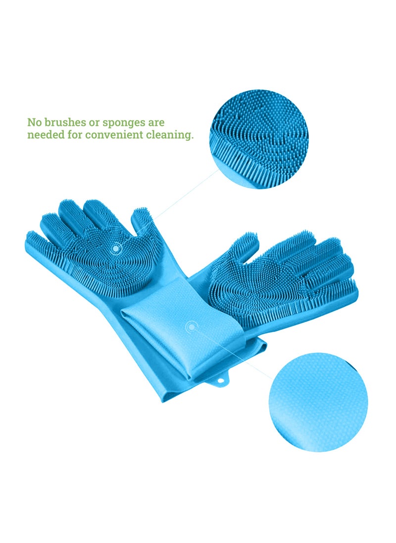 Home Pro - HOME PRO 2 PCS MULTI FUNCTION CLEANING GLOVE  12.5*34CM BLUE - Image 1