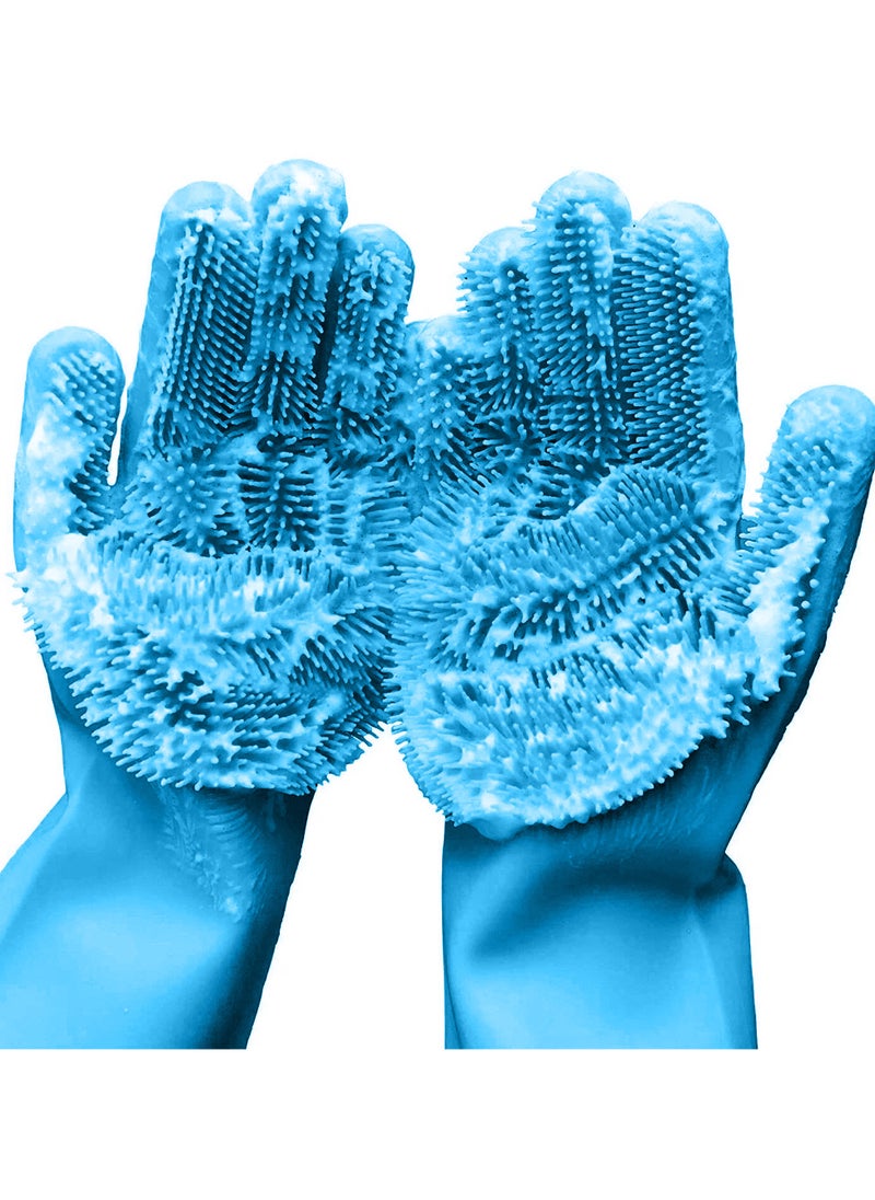 Home Pro - HOME PRO 2 PCS MULTI FUNCTION CLEANING GLOVE  12.5*34CM BLUE - Image 1