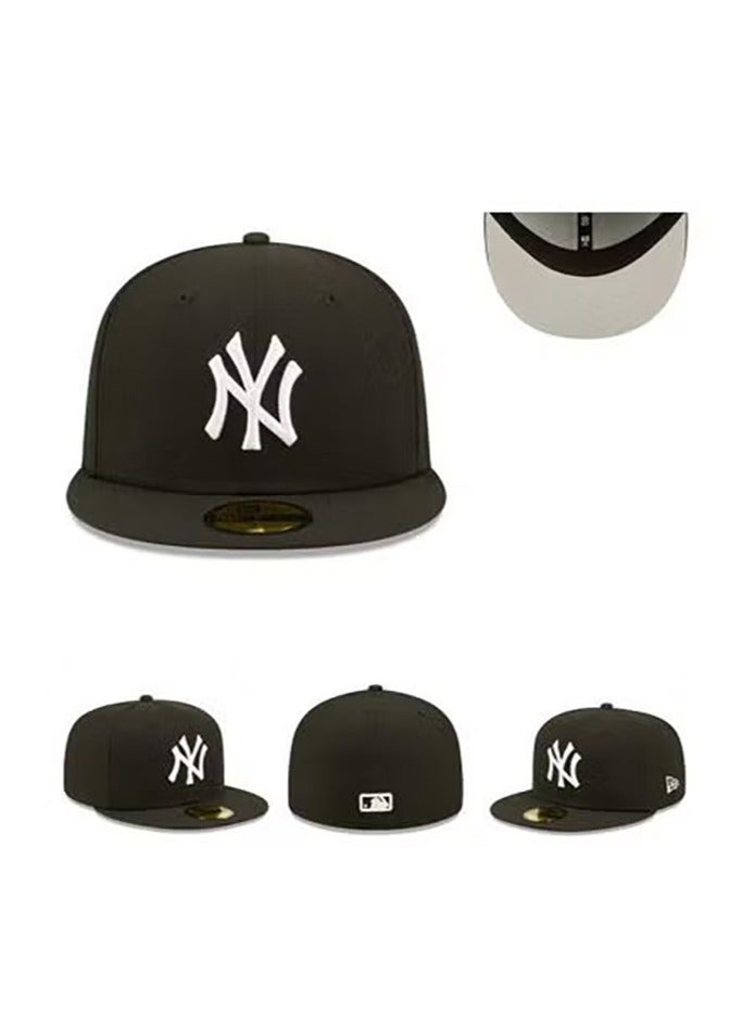 NEW ERA Black NY Embroidered Flat - Brim Baseball Cap, 58.7cm
