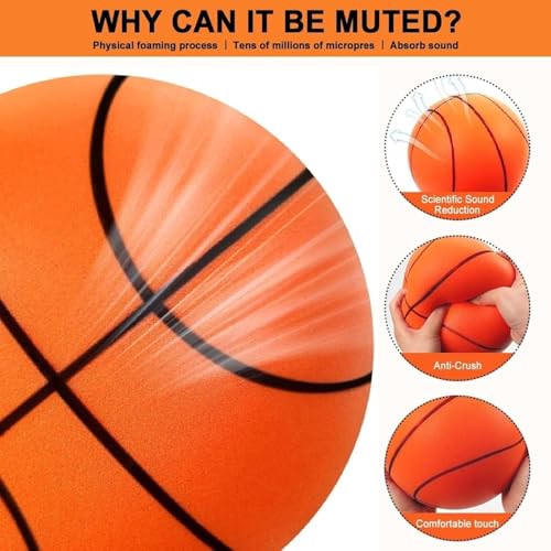 YUEOL Silent Basketball Size 7 (29.5") - Upgraded Version Quiet Foam Basketball Indoor Training Ball, Highly Bounce Quiet Foam Ball,Indoor Training and Without Noise - Image 3