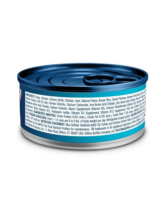 بلو بافلو طعام القطط الرطب من Blue Buffalo Tastefuls، مصنوع من مكونات طبيعية، مكون من طبق رئيسي من الديك الرومي والدجاج، عبوات بحجم 5.5 أونصة (24 عبوة) - Image 2