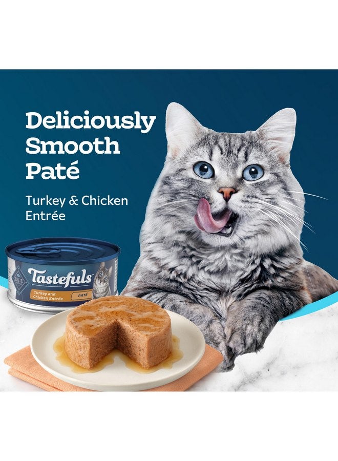 بلو بافلو طعام القطط الرطب من Blue Buffalo Tastefuls، مصنوع من مكونات طبيعية، مكون من طبق رئيسي من الديك الرومي والدجاج، عبوات بحجم 5.5 أونصة (24 عبوة) - Image 4