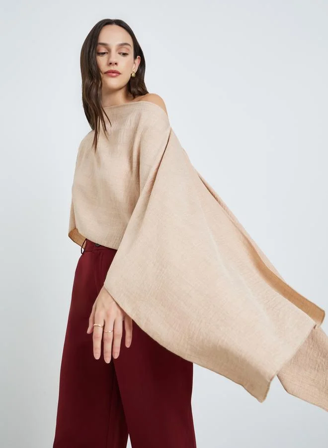 Take Two  Beige One-Shoulder Cape Detail Blouse for Women | Best Price UAE