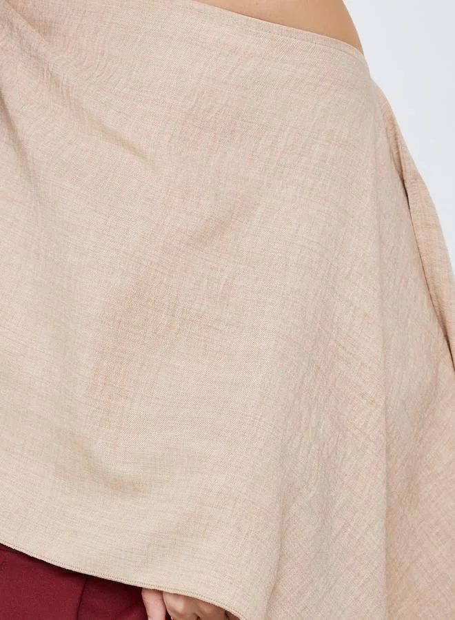 Take Two  Beige One-Shoulder Cape Detail Blouse for Women | Best Price UAE