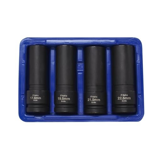 Astro Tools 78204 4-Piece 1/2" Drive 1/2 Size Thin Wall Lug Nut Socket Set - 17.5-22.5mm - Image 3