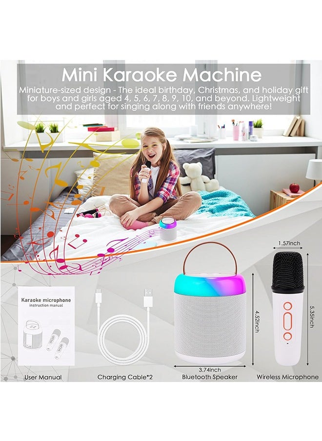 Beauenty Karaoke Machines Portable Bluetooth Speaker Home Wireless Karaoke Sound Microphone Outdoor Singing Microphone with Microphones Led Light and Voice Changing Effects (White)  - Image 4