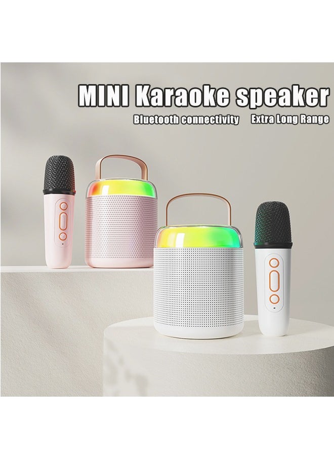 Beauenty Karaoke Machines Portable Bluetooth Speaker Home Wireless Karaoke Sound Microphone Outdoor Singing Microphone with Microphones Led Light and Voice Changing Effects (White)  - Image 3
