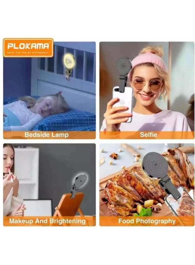 التخطيط مصباح رينج لايت U20 سيلفي LED قابل لإعادة الشحن للجوال – 3 ألوان ضوء و6 مستويات سطوع – دوران 180° – تشغيل حتى 180 دقيقة - Image 5