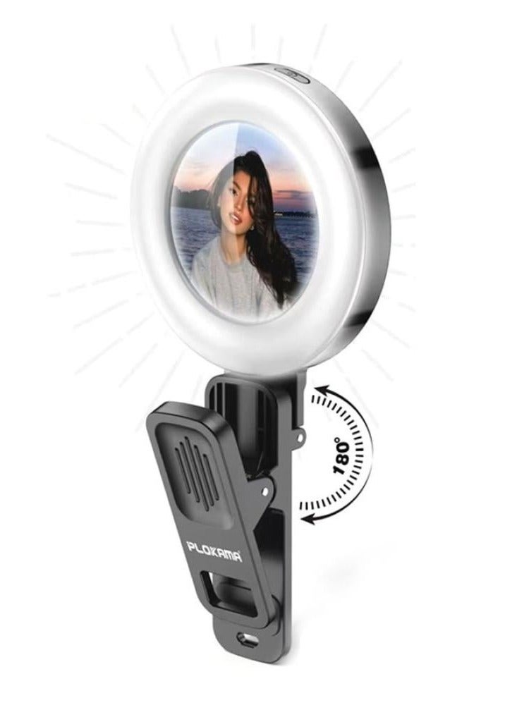 التخطيط مصباح رينج لايت U20 سيلفي LED قابل لإعادة الشحن للجوال – 3 ألوان ضوء و6 مستويات سطوع – دوران 180° – تشغيل حتى 180 دقيقة - Image 1