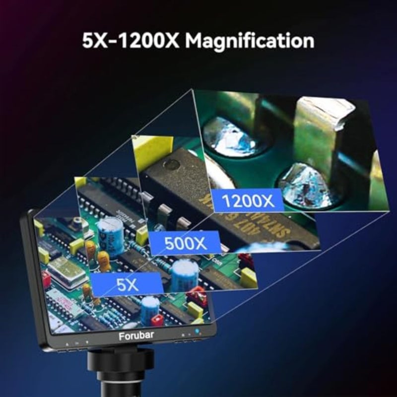 مجهر رقمي، 7 بوصة LCD محمول، تكبير 1200X، 12 ميجابكسل، 1080P مجهر محمول، متوافق مع Windows/Mac - Image 4