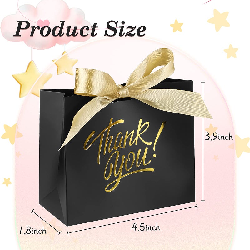 DOYIDE Small Thank You Gift Bags - 60 Pack Mini Candy Treat Bags for Birthday, Wedding, Party & Holidays - 4.5x1.8x3.9in Boxes with Gold Foil Printed Bow Ribbon - Image 4